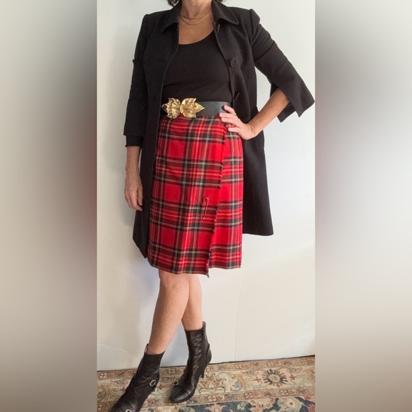Vintage Land’s End Tartan Plaid Wool Kilt Wrap Skirt Made in Ireland 🇮🇪 - Picture 5 of 15